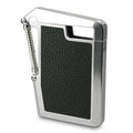 Card Case SPRING+ Shiny Silver & Black Leather