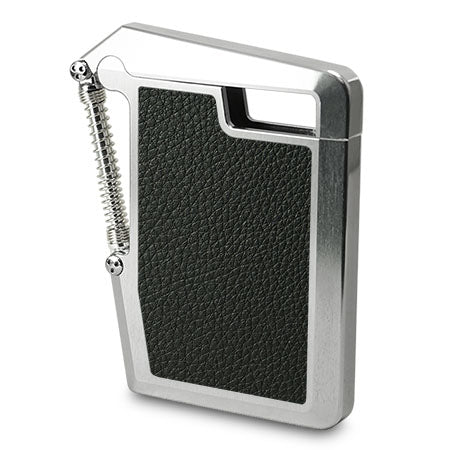 Card Case SPRING+ Shiny Silver & Black Leather