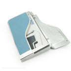 Card Case Sunny Shiny Silver x Light Blue Leather