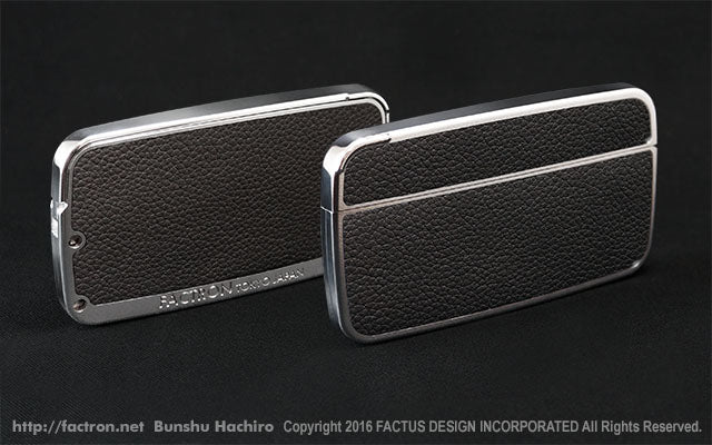 Card Case Cobble+ Shiny Silver x Black Leather