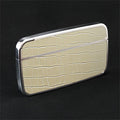 Card Case Cobble+ Shiny Silver x Ivory Croc
