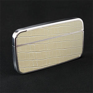 Card Case Cobble+ Shiny Silver x Ivory Croc
