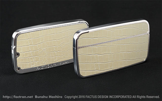 Card Case Cobble+ Shiny Silver x Ivory Croc