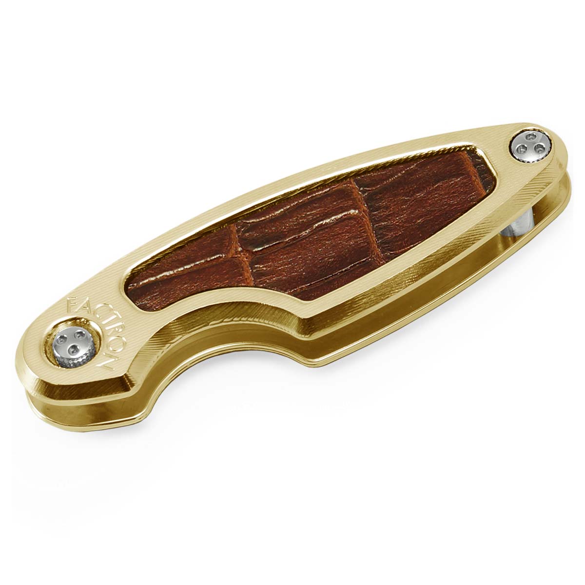 Key Organizer Leaf SP Champagne Gold & Brown Croc-Embossed Leather