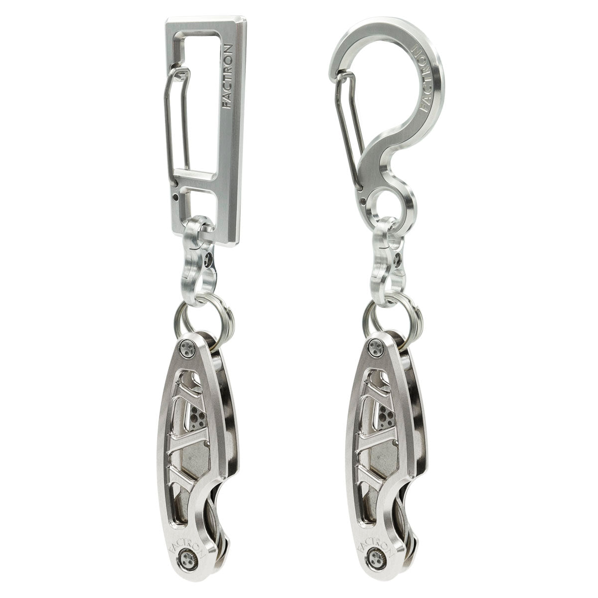 Carabiner K-07 & Key Organizer Leaf Shiny Silver Set